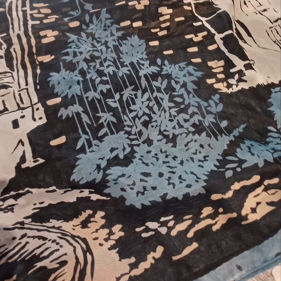 Set of 2 Sheer Large Scarves/Wraps - 1 Bird & Tree and 1 Train & Floral - Picture 6 of 8